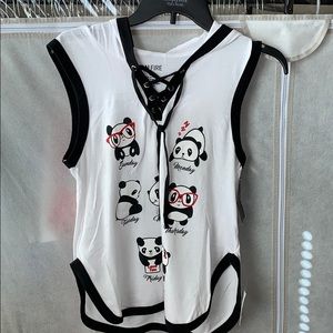 Panda Short Sleeve Hoodie
